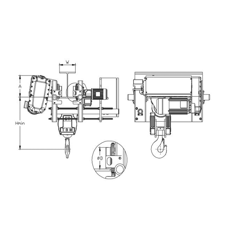 SHA8 Kerekan Tali Kawat Listrik dengan Ruang Kepala Rendah